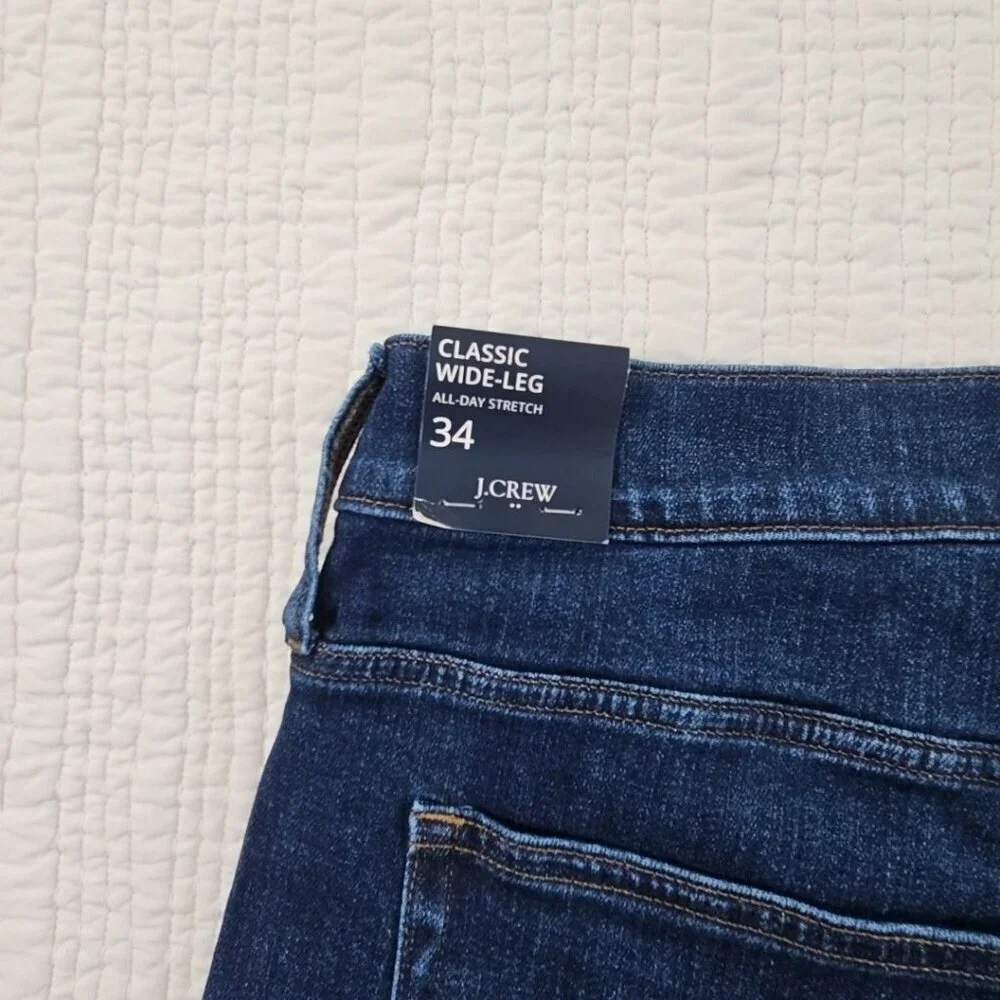J. Crew Classic Wide-Leg Jeans Women's 34 (W37 x L30) Dark Wash NEW NWT Stretch - Picture 14 of 16